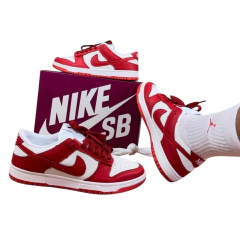 Tênis Dunk Branco/vermelho Dois pares de cadarço 34 ao 43 - loja online