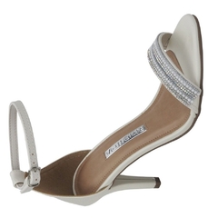 Sandália Via Marte Salto Fino Festa Off White Strass Prata na internet