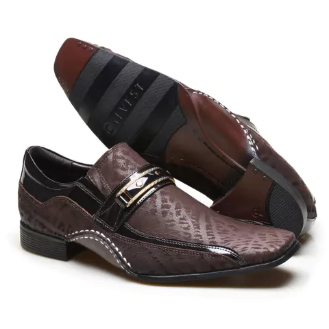 Sapato Social Masculino Calvest Com Metal Dourado-Black