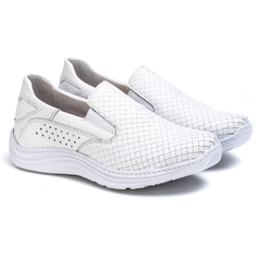 Tênis Feminino Via Ranster Slip On Couro Solado Costurado 33 ao 40 Branco
