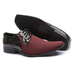 Sapato Social Masculino Executivo Calvest Com Textura Verniz Preto Bordo