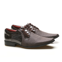 Sapato Social Masculino Executivo Calvest Com Textura Verniz Cafe