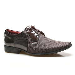 Sapato Social Masculino Executivo Calvest Com Textura Verniz Cafe - comprar online