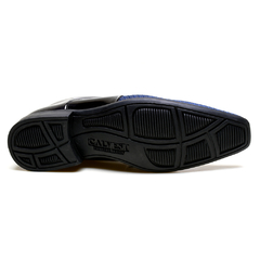 Sapato Social Masculino Executivo Calvest Com Textura Verniz Preto Marinho - loja online