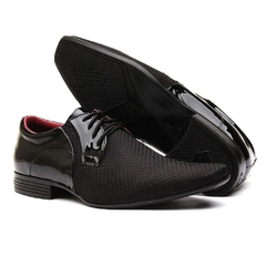 Imagem do Sapato Social Masculino Executivo Calvest Com Textura Verniz Preto