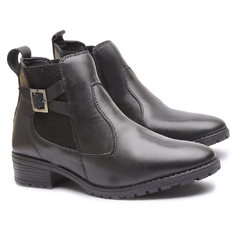 Botina Feminina Agro Campo Com Zíper Couro Látego Preto Via C