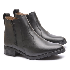 Botina Feminina Agro campo Com Zíper Couro Látego Preto Via C