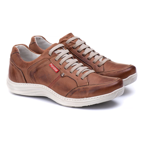 Sapatênis Masculino Via Ranster Calce Fácil Couro Legitimo