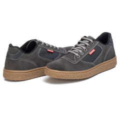 Sapatênis Casual Masculino Camurça Couro Grafite - comprar online