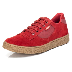 Sapatênis Casual Masculino Camurça Couro Vermelho - comprar online