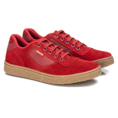 Sapatênis Casual Masculino Camurça Couro Vermelho na internet