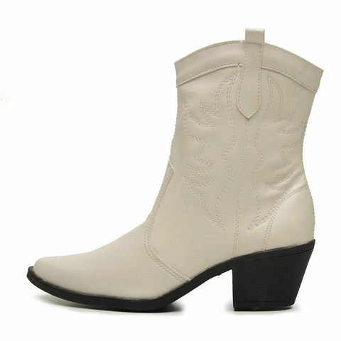 Bota Texana Feminina Off White