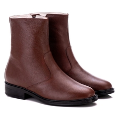 Bota Social Masculina em Couro Legítimo Marrom Cano Médio Uso Casual Preço de Fábrica