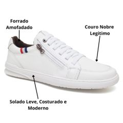 Sapatênis Masculino Branco Cft Modelo Calce Fácil Couro Nobre - comprar online