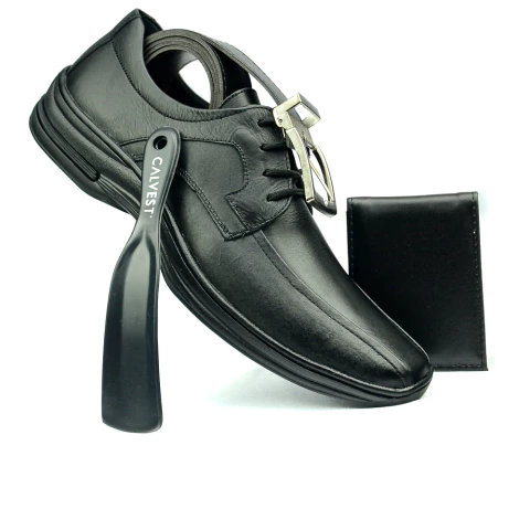 Sapato Social Cadarço Linha Confort 37 ao 44 Couro