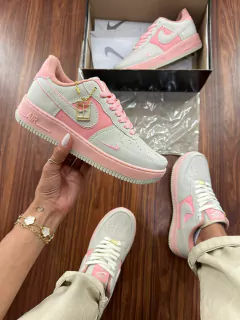 Tênis Moda Air force lady Premium Branco Rosa