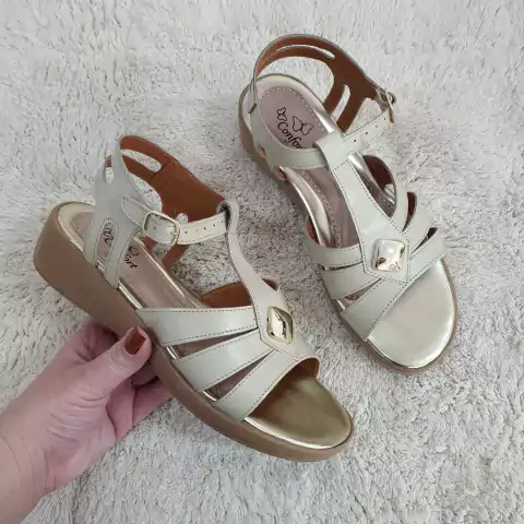 Sandália Feminina Anabela Solado Baixo Couro Legitimo 34 ao 40 Via Jully