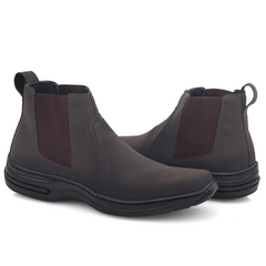 Botina Masculina Conforto Solado Costurado Couro Nobuck - netpizante