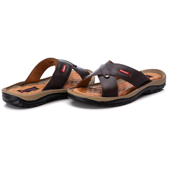 Chinelo Via Ranster Masculino Com Palmilha Massageadora em Couro Legitimo - netpizante