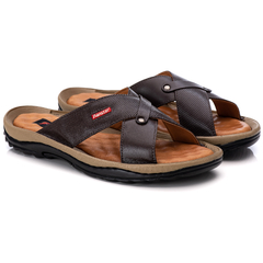 Chinelo Via Ranster Masculino Com Palmilha Massageadora em Couro Legitimo