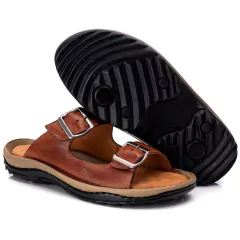 Chinelo Ranster Masculino Antistress Couro Legítimo Palmilha Massageadora - comprar online