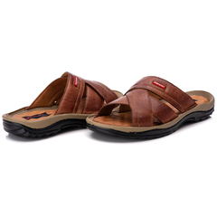 Chinelo Masculino Confort Com Palmilha Massageadora Couro Legitimo - comprar online