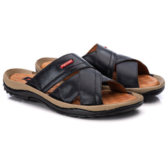 Chinelo Via Ranster Masculino Com Palmilha Massageadora em Couro Legitimo