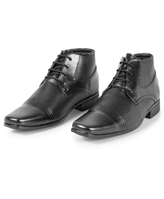 Bota Social Moda Masculina confeccionada em Couro Ecológico 1081 San Lorenzo Graxo Preto - comprar online