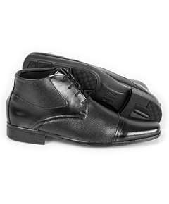 Bota Social Moda Masculina confeccionada em Couro Ecológico 1081 San Lorenzo Graxo Preto