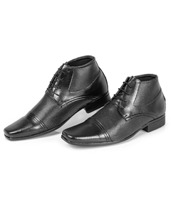Imagem do Bota Social Moda Masculina confeccionada em Couro Ecológico 1081 San Lorenzo Graxo Preto