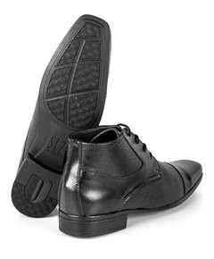 Bota Social Moda Masculina confeccionada em Couro Ecológico 1081 San Lorenzo Graxo Preto - loja online