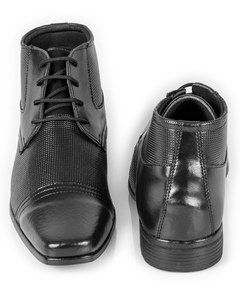 Bota Social Moda Masculina confeccionada em Couro Ecológico 1081 San Lorenzo Graxo Preto - netpizante
