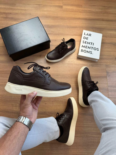 Novo Sapato Casual Moda Boss Couro Legitimo Cadarço 38 ao 43