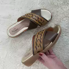 Tamanco Via Jully Anabela Baixo Couro Artesanal Conforto - netpizante