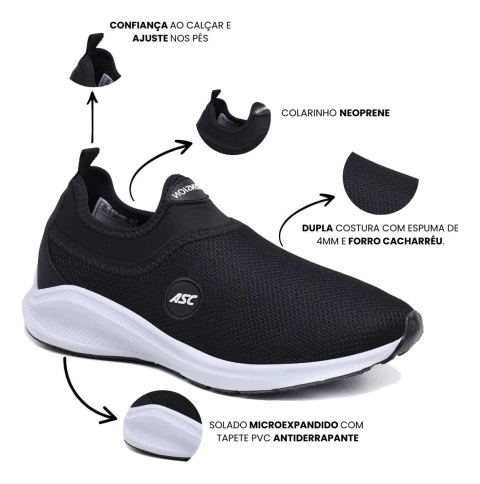 Tênis Unissex Ascension Calce Fácil Super Leve 34 ao 44 - comprar online