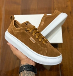 Sapatênis Boss Moda Masculina Couro Camurça - Caramelo - comprar online