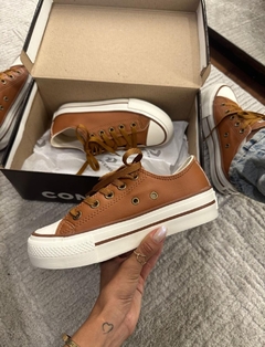 Tênis Sola Plataforma Modelo All Star Couro Ecológico Caramelo na internet