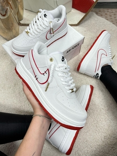 Tênis Modelo Air Force Unissex 38 ao 43 Branco/Vermelho - netpizante
