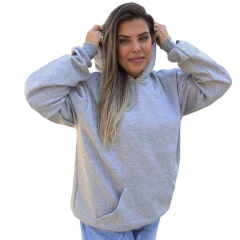 Casaco Moletom Canguru Flanelado Cinza Unissex