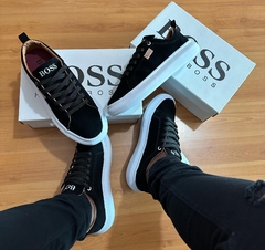 Sapatênis Boss Moda Masculina Couro Camurça - Preto - netpizante