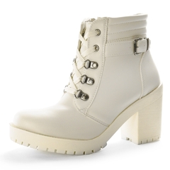 Bota Feminina Salto Grosso Off White Lançamento - netpizante