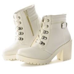Bota Feminina Salto Grosso Off White Lançamento - comprar online