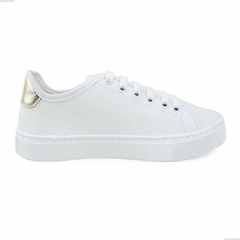 Tênis Feminino Casual La Faire Linha V -Branco Ouro - netpizante