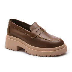 Sapato Mocassim Feminino Olho De Gata Couro Legitimo Sola Alta Via C