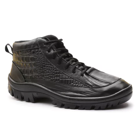 Bota Masculina Adventure Couro Genuíno Solado Flex Gel Costurado
