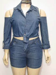 Macaquinho Luápole jeans C/Mangas - netpizante