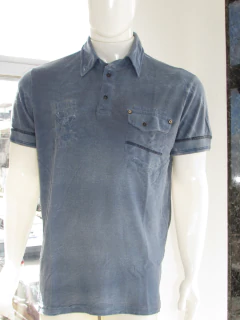 Camisa Khotos Masculina Gola Polo Silk Azul