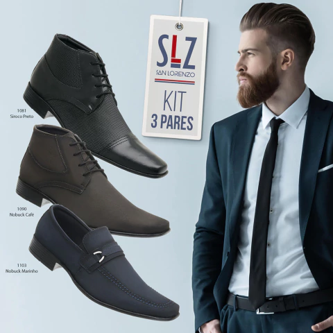 Sapato Social Masculino kit 01 Com 3 Pares San Lorenzo