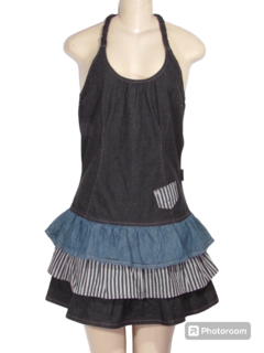 Vestido Illusyon Jeans De Alcinha e Babado