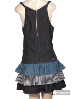 Vestido Illusyon Jeans De Alcinha e Babado na internet